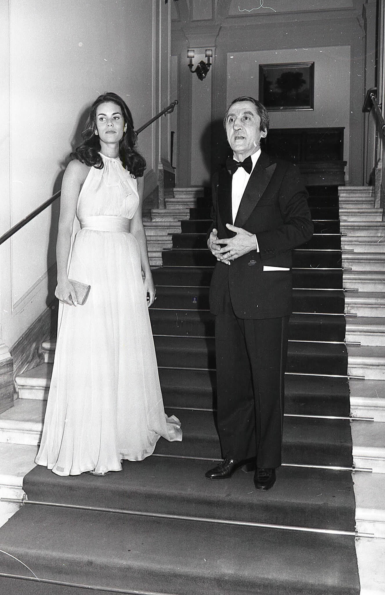 La principessa Olimpia Aldobrandini e Giacomo Alexis al Circolo della caccia a Palazzo Borghese 1984